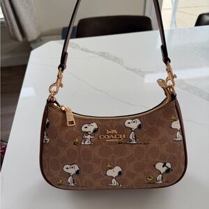 Coach Tan Snoopy Print Shoulder Bag